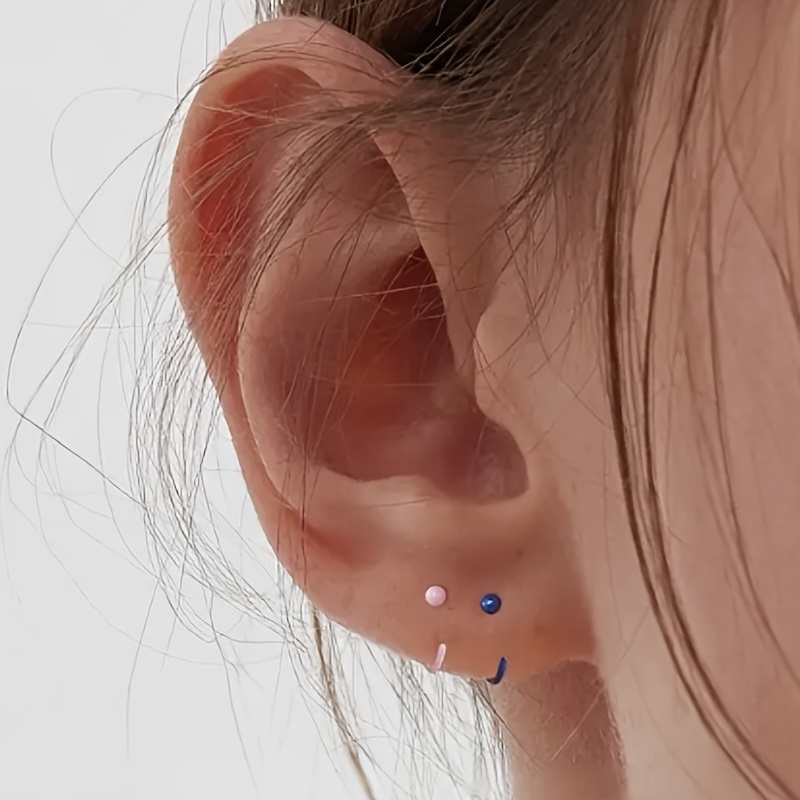 Macaron-Style Ceramic C-Shaped Stud Earrings Set